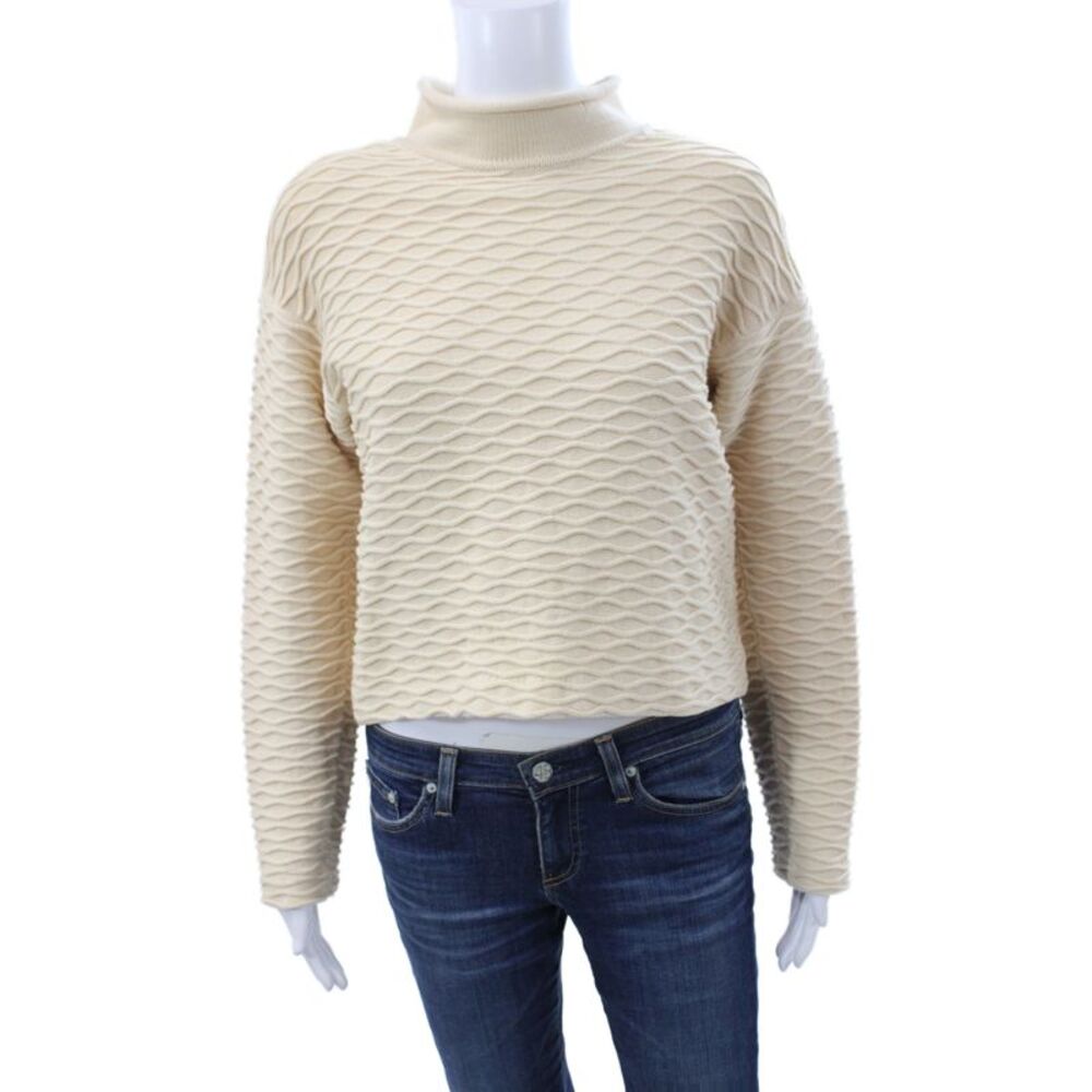 St. John Collection By Marie Gray Women Pullover Ivory Mock Neck Size S